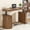 walnut, variant on Mid Century Modern Electric Standing Desk with Storage, 55x22 Small Sit Stand Adjustable Height Computer Desk for Home Office