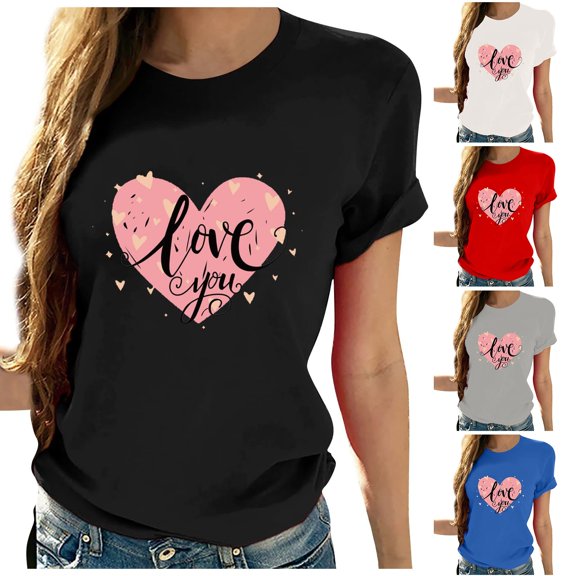 Fesfesfes Womens Spring Tops Women's Fashion Printed Round Neck Short Sleeve T-shirt Blouse Loose Tops Womens T Shirts Graphic 10(XL)