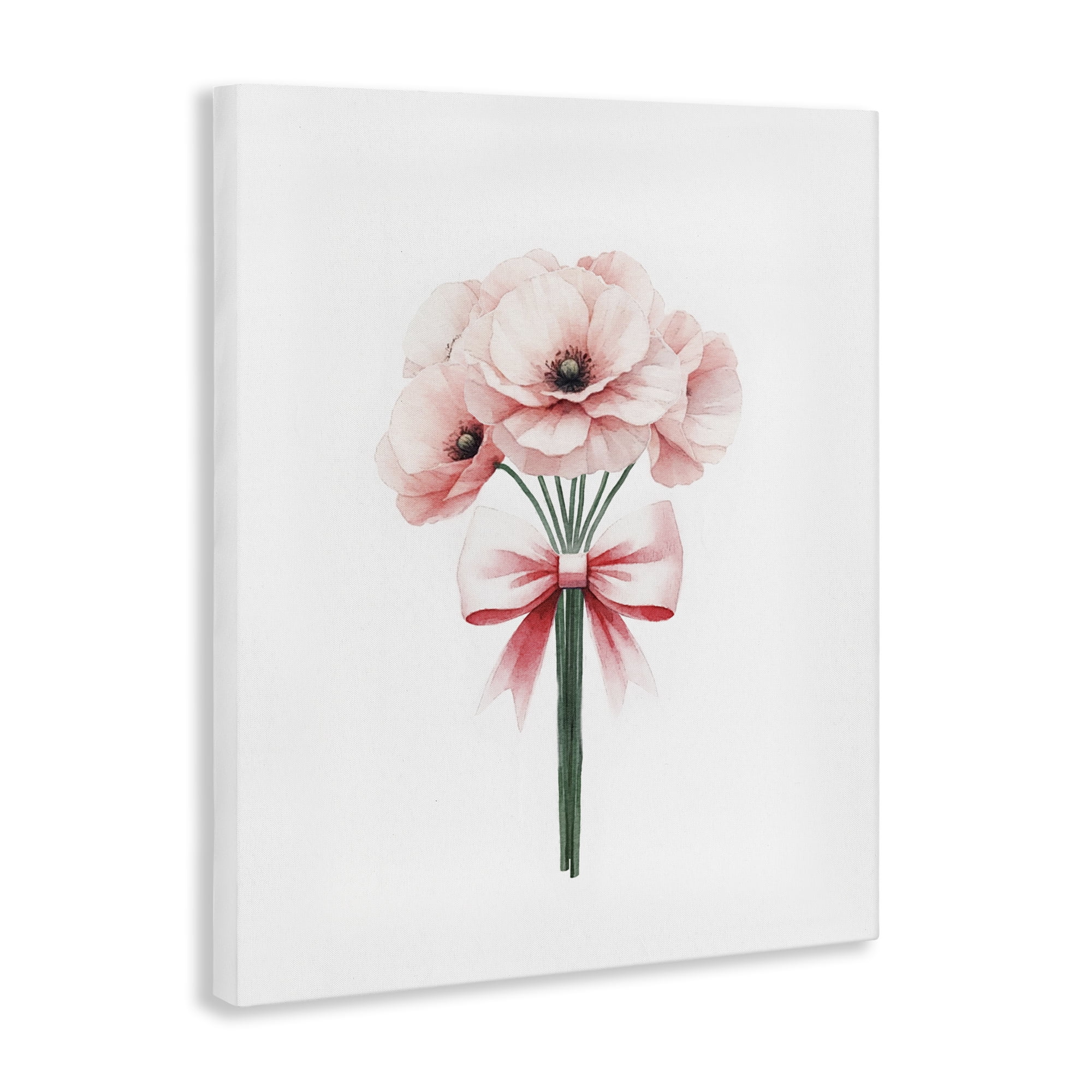 Stupell Industries Pastel Bouquet with Bow Plants & Flowers Painting Wrapped Canvas Art Print Wall Art, 24 x 30