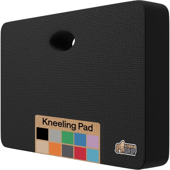 GORILLA GRIP Kneeling Pad, Cushioning Support for Knees, Extra Thick, Water Resistant, 17.5x11 Black