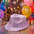 thumbnail image 2 of Oiyii Toddler Boys Sequin Fedoras Sparkle Stage Per formance Party Fedora Hats, Light Purple, 2 of 4