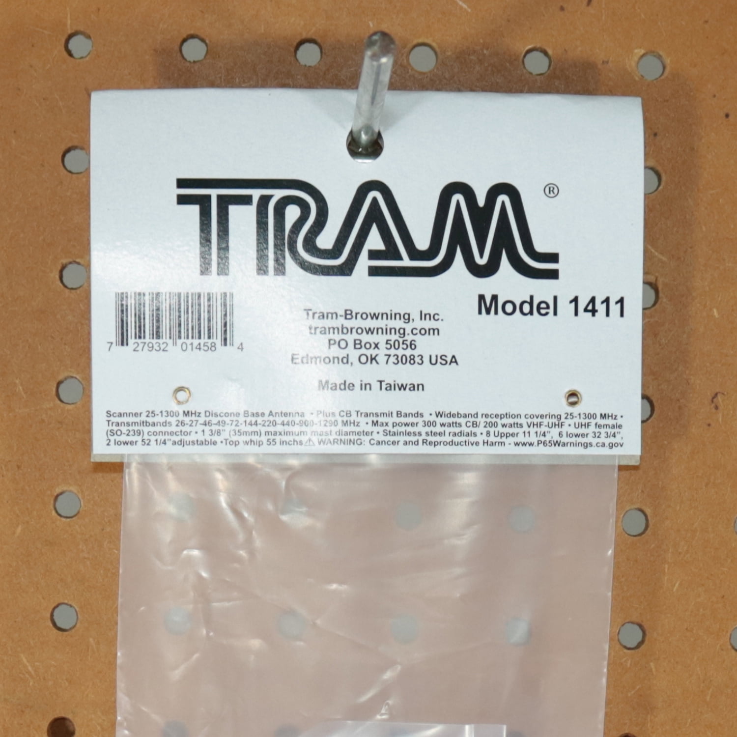 Tram 300-Watt/200 Watt Broad-Band Scanner 25 MHz to 1,300 MHz Super Discone Stainless Steel Base Antenna with Added CB Transmit Bands