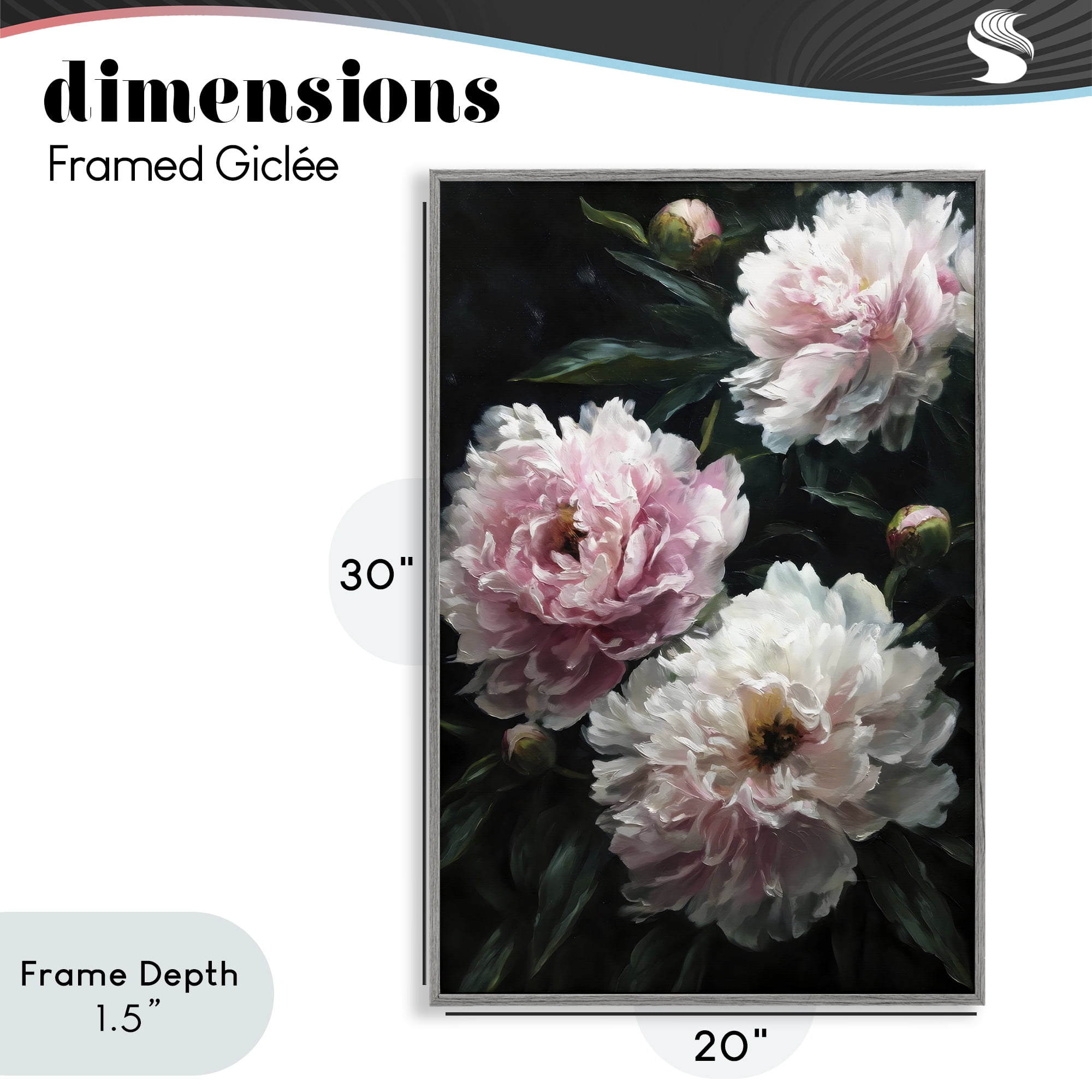 Stupell Industries Soft Pink Peony Garden Gray Framed Giclee Art, design by Petal Prints Design