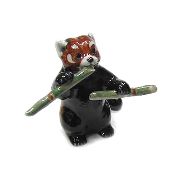 Little Critterz Black Panda Cub Standing Hand-painted - Home Decor Animal Decorative Figurine Birthday Gift - Miniature Porcelain Figurine