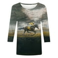thumbnail image 4 of Womens Horse Racing T-Shirts Plus Size Vintage Retro Graphic Tees Loose Fit Funny Pullover Tops, 3XL, 4 of 5
