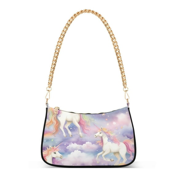 Unicorns and Rainbows Clouds StarsWomen Small Shoulder Bag Crossbody Tote Hobo Bags Purse Clutch Handbags with Chain Strap for Women