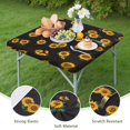 thumbnail image 4 of Black Sunflower Green Leaf Pattern Square Fitted Tablecloth with Elastic Edge,Square Table Cover,Washable Elastic Table Cover for Home Kitchen Party Decor 36"x36", 4 of 6