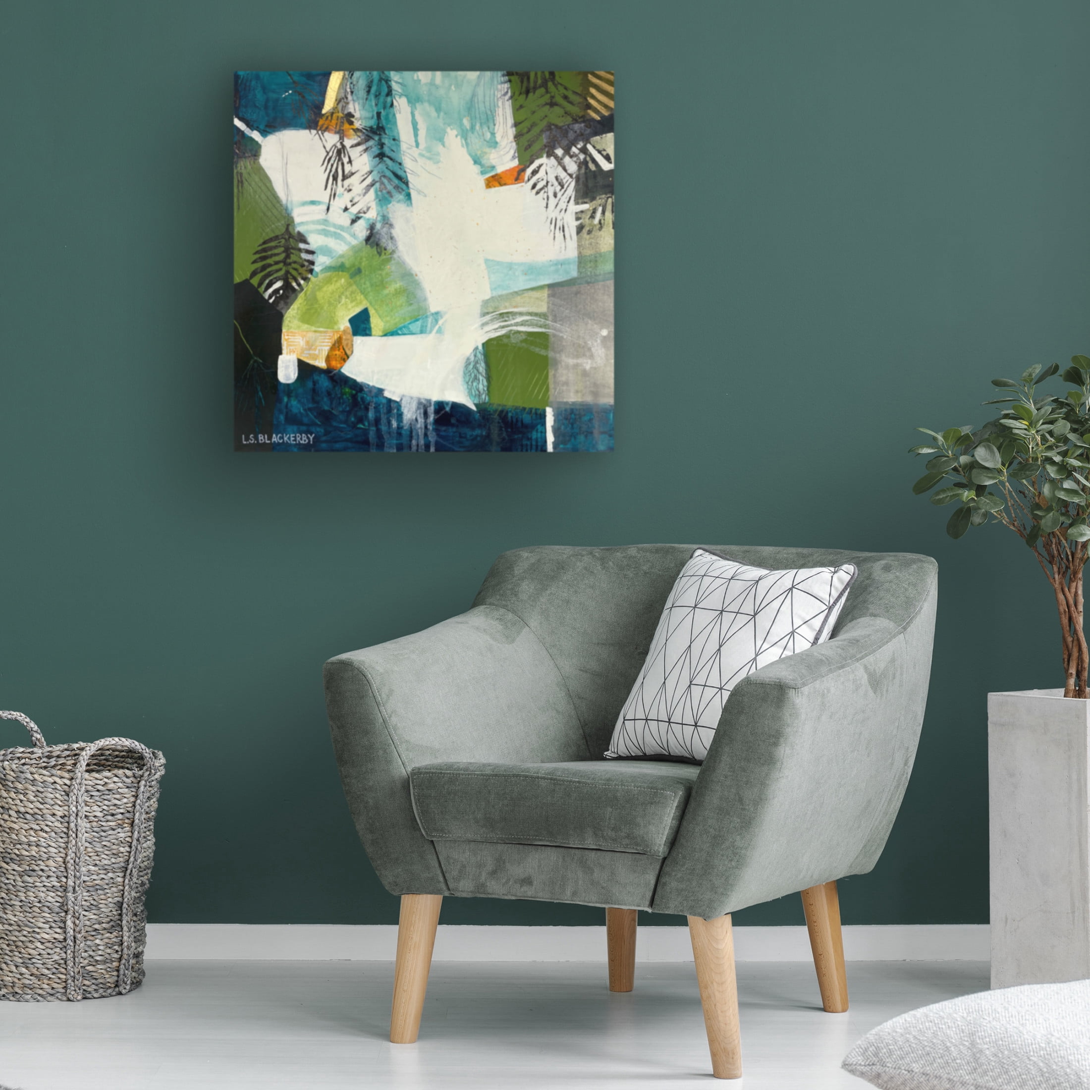 Canvas Wall Art - Linda S. Blackerby 'Woodlands Mountain Lake 3' Wall Art for Living Room, Bedroom, or Office Décor by Trademark Fine Art - 14 x 14 Inches