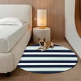 thumbnail image 3 of Turquoise Navy Blue Stripe Round Living Room Rugs 5 ft, Modern Abstract Washable Area Rug with Non-Slip Sturdy Edge Binding Round Carpet for Entryway Kitchen Bedroom Bathroom, 3 of 9