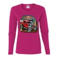 thumbnail image 2 of Wild Bobby, Vintage Hot Rod Old Garage Cars and Trucks Womens Graphic Long Sleeve T-Shirt, Fuschia, Small, 2 of 3