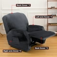 thumbnail image 2 of Topchances Elastic Velvet Recliner Sofa Slipcover, Armchair Covers with Side Pocket, Non-Slip Furniture Protector, Dark Grey, 2 of 11