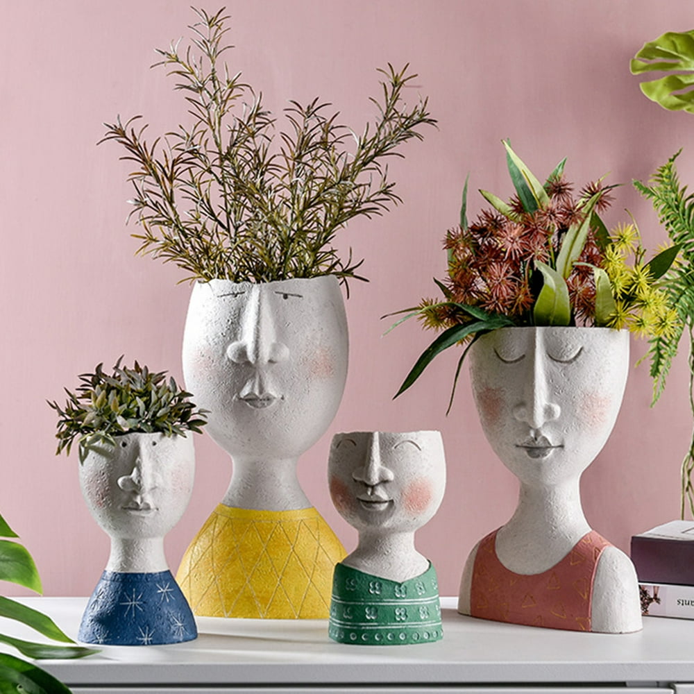 SPRING PARK Flower Pot Vase, Decorative Modern Head Planter Face Vase