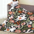 thumbnail image 5 of Yiaed Rabbits on Floral Pattern Fleece Throw Blanket,Fleece Throw Blankets for Couch & Bed All Season Use -80"x60", 5 of 6