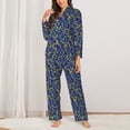 thumbnail image 2 of Fuzoiu Uncaria Flower Print Women's Long-Sleeved Pajama,Lounge Button Down Nightwear,Womens Notch Collar Pajama Set-Medium, 2 of 7