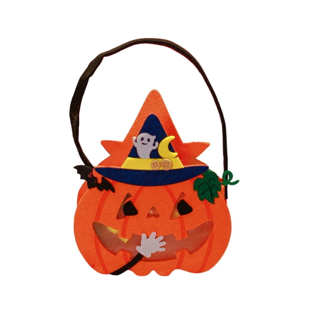 Sac de Bonbons Citrouille d'Halloween B en Non-Tissé, Fourre-Tout pour Fournitures de Fête « Trick Or Treat », Sac Réutilisable pour la Collecte de Bonbons, Design Amusant pour Activité d'Halloween pour Enfants 0,09 Lb