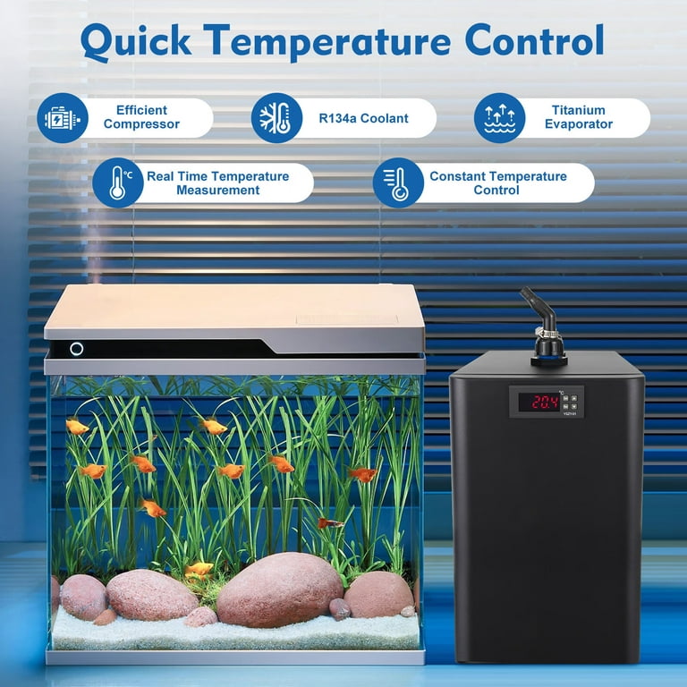 Anqidi Water Chiller Cooling System Black 42 Gallon Aquarium Chiller Air-Cooling Fish Tank 160L 110v, Size: One Size