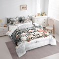 thumbnail image 3 of Homewish Kawaii Cartoon Snowman Twin Bedding Sets 7-Piece for Kids, Winter Christmas Bedding Comforter Set, White Grey Reversible Sheet Sets, Lightweight Room Decor, 3 of 7