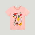 thumbnail image 2 of Tfken Girls Tees For Summer Print Short Sleeve Crew Neck Tops Casual Trendy Daily Wear Children Soft Tops Pink Size 3-4 Years, 2 of 8