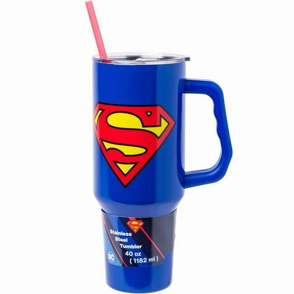 Superman 894107 40 oz Classic Logo Double Walled Stainless Steel Tumbler