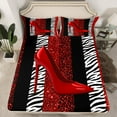 thumbnail image 2 of Manfei Girls High Heels Full Size Sheets, Leopard Zebra Print Bed Sheets, Pink Black White Sheet Sets, Lightweight Room Decor 4-Piece, 2 of 7