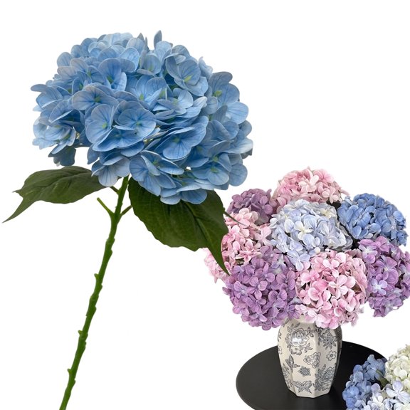 Hydrangea Artificial Flowers, Realistic Faux Silk Flowers with 12.2-Inch Stems for Home Wedding Decor