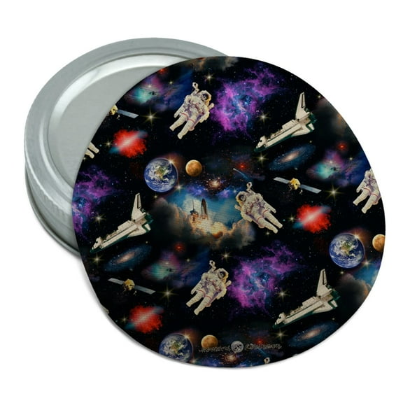 Astronaut Space Earth Moon Solar System Pattern Round Rubber Non-Slip Jar Gripper Lid Opener