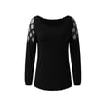 thumbnail image 4 of Qinavy Women's Soild Hollow Sequins Long Sleeve Casual Top, 4 of 4