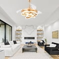 thumbnail image 4 of 45W Retractable Ceiling Fan with Remote Control and Dimmable Light Kit, 42 inches  6-Speed DIY-Shape Gold Ceiling Fan, 4 of 11