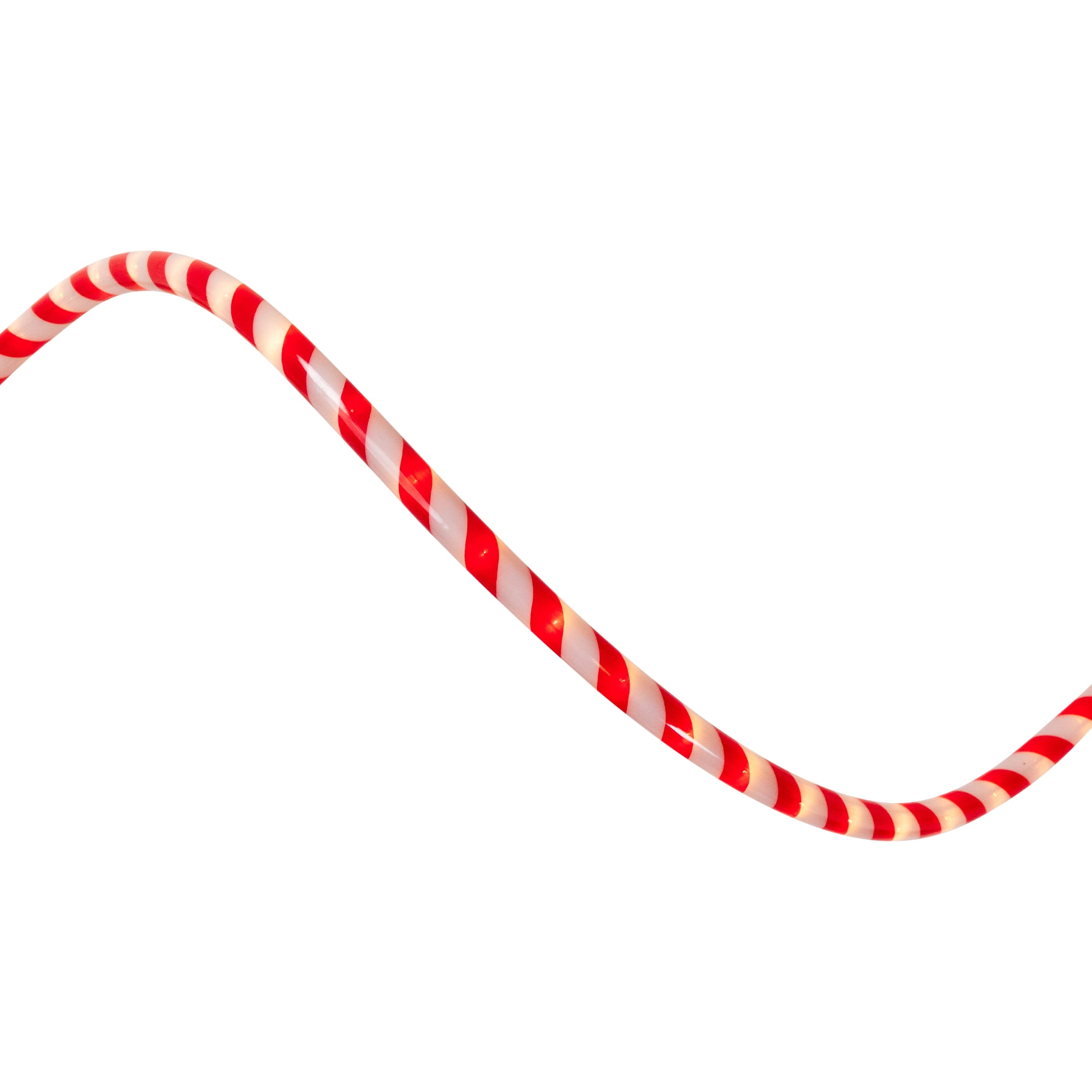 18' Red and White Striped Candy Cane Outdoor Christmas Rope Lights