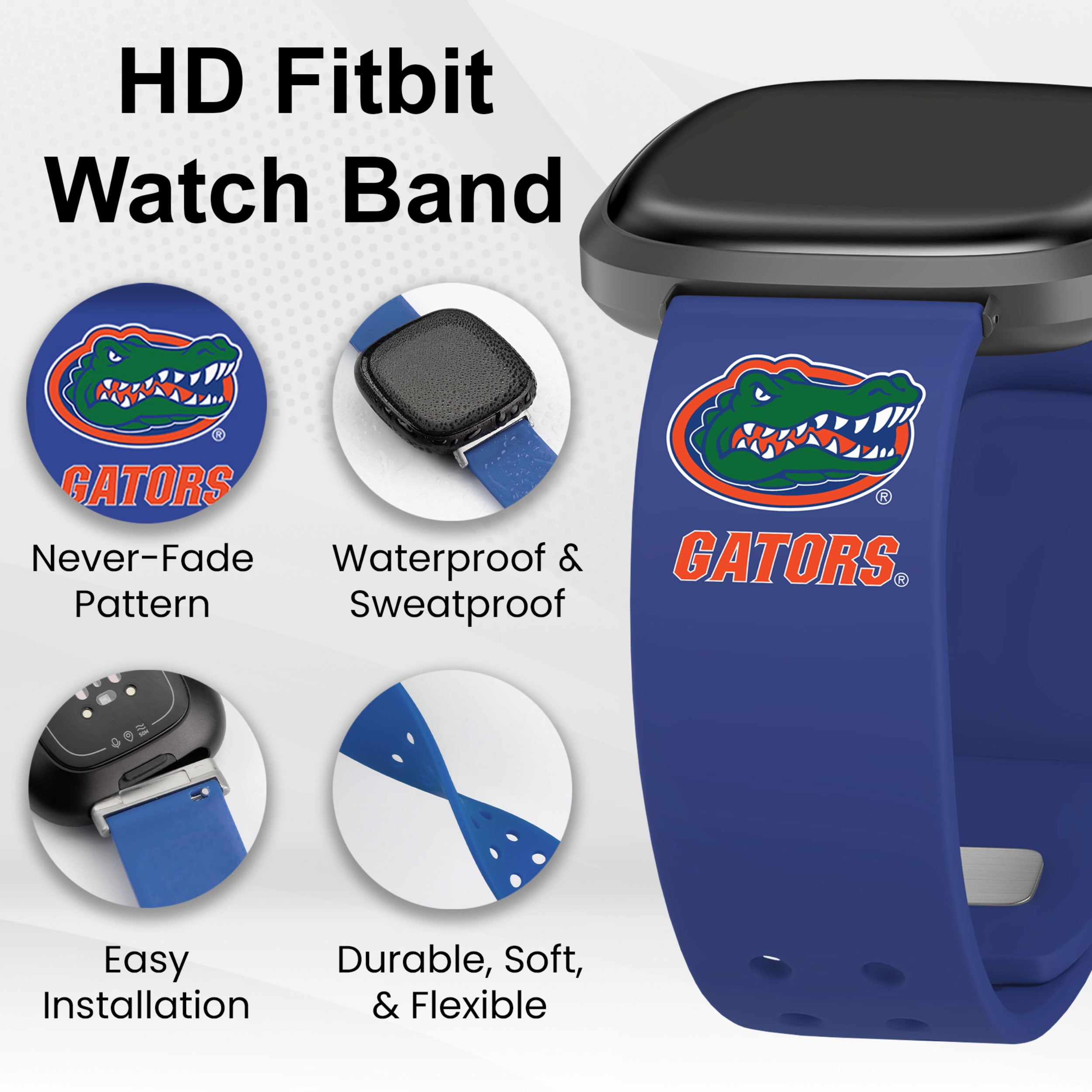 Gators HD Elite Edition Unisex Watch Band for FitBit Versa 3 & Sense (Short)
