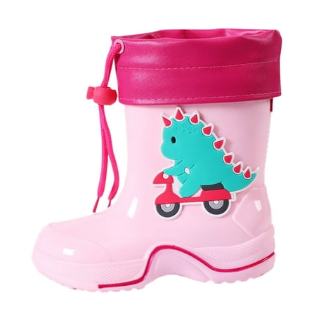 

Fsqjgq Cute Boots for Girls Classic Dinosaur Children Rainboots Rubber Children Water Shoes Waterproof Rain Boots Kids Baby Cartoon Shoes Kid Snow Boots Size 5 Pink 23