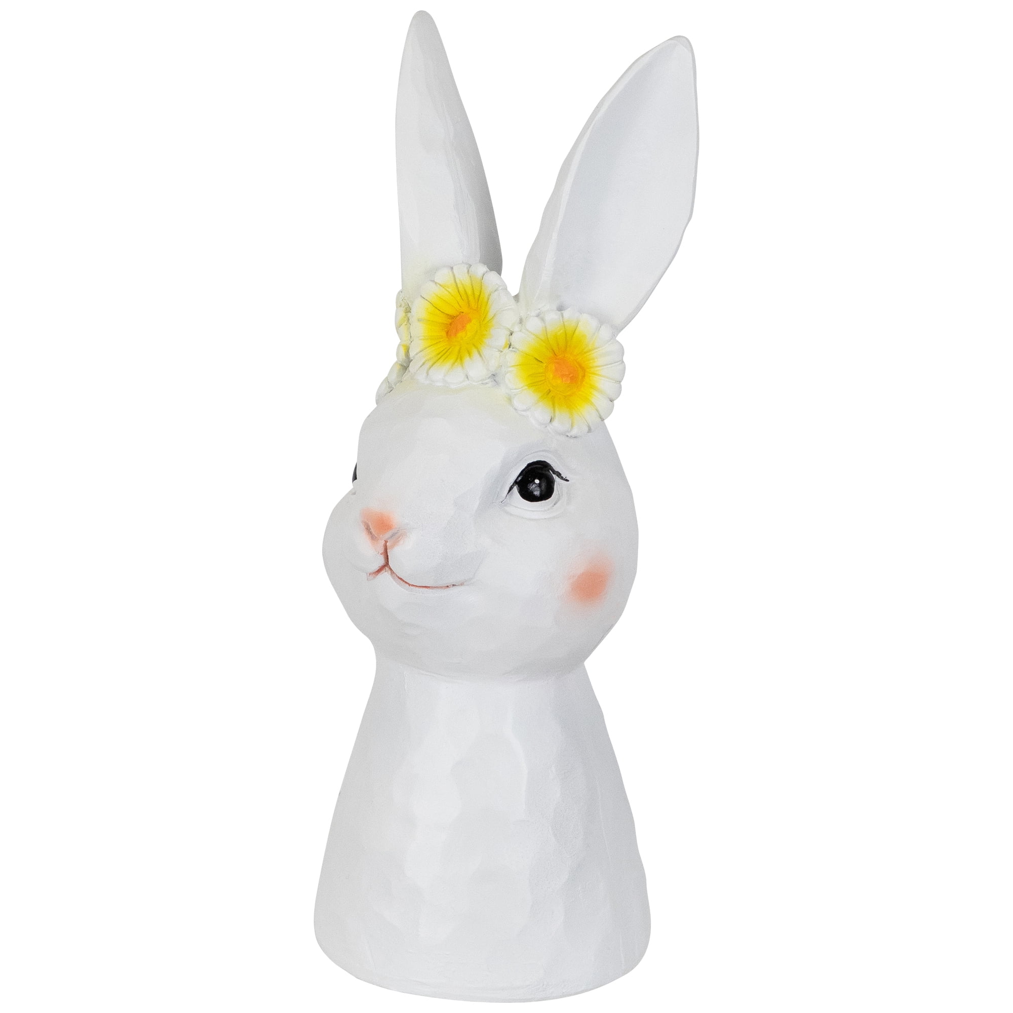 Northlight Easter Bunny Bust with Daisy Flower Crown - 9" - White