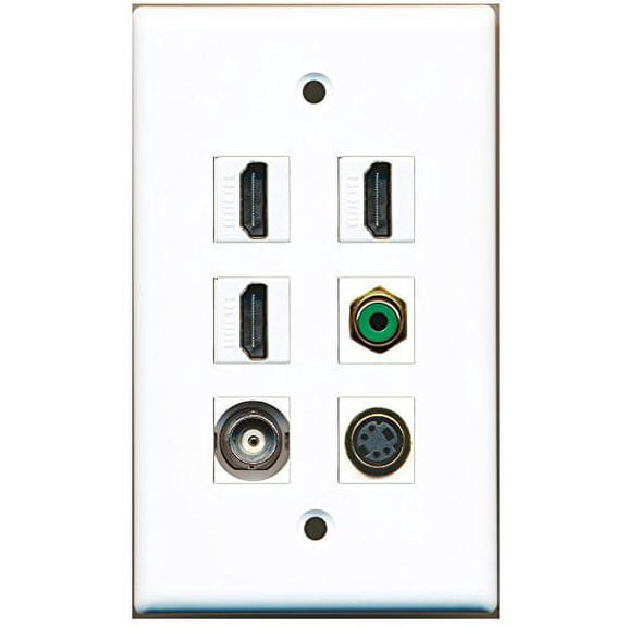 RiteAV - 3 HDMI 1 Port RCA Green 1 Port S-Video 1 Port BNC Wall Plate