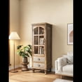 thumbnail image 3 of Atumcto 54.7" Tall Narrow Farmhouse Accent Cabinet with Glass Doors, 2 Drawers & Removable Shelves for Living Room or Entryway, 3 of 9