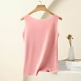 thumbnail image 4 of Tank Tops for Women Plus Size Solid Color Slim Suspender Round Neck Casual Top Pink L, 4 of 6