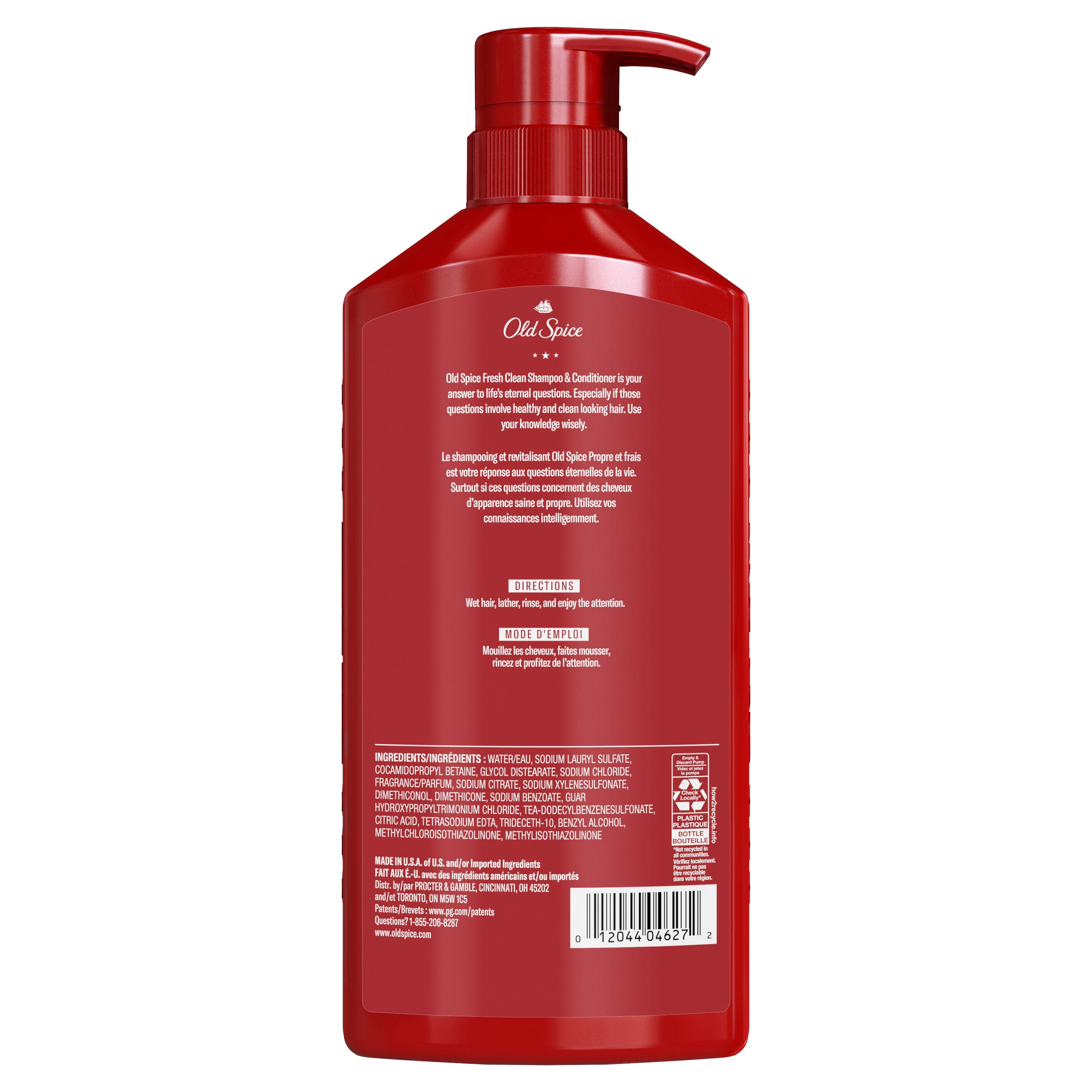 Old Spice Fresh Clean Shampoo and Conditioner 2in1 for Men with Glacier Water Scent, for Thick and Healthy Hair for Men, 650ML