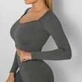 thumbnail image 6 of Timegard Womens Yoga Tops with Built in Bra Scoop Neck Long Sleeve Stretch Crop Top Athletic Workout Tops, 6 of 6