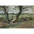 thumbnail image 2 of Edwin Austin Abbey 24x18 Gold Ornate Framed and Double Matted Museum Art Print Titled - Study of Two Trees and a Field, 2 of 4