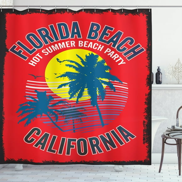 Ambesonne Florida Shower Curtain, Summer Party California, 69"Wx84"L, Multicolor