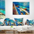 thumbnail image 4 of Designart Boats and Pier in Blue Shade - Seascape Throw Pillow - 16x16, 4 of 5