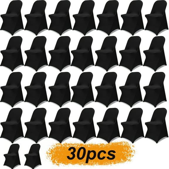30/60/90/120pcs Spandex Folding Chair Covers - Stretch Elastic Protective Slipcovers for Weddings, Holidays, Banquets & Parties, Machine Washable, Classic Style, White & Black, Party Essentials
