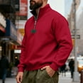 thumbnail image 4 of Miluxas Mens Quarter Zip Pullover Sweaters Casual Slim Fit Knit Texture Sweater Red, 4 of 8