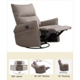 thumbnail image 5 of 360 Degree Swivel Nursery Rocking Recliner Chair, Heavy Duty 330lbs Modern Small Glider Reclining Chair, Home Theater Seat Chair with Side Pocket for Bedroom Living Room, Brown, 5 of 9