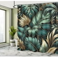 thumbnail image 2 of Ambesonne Green Shower Curtain, Night Jungle Leaves Jade Tone, 69"Wx75"L, Petrol Blue Khaki Teal, 2 of 4