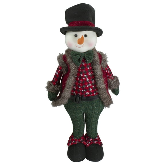 Northlight Jolly Plush Boy Snowman Christmas Figure - 25" - Red and Green