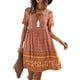 thumbnail image 1 of VISgogo Vestido bohemio para mujer, estampado de flores, manga corta, cuello en V, ajuste holgado, vestido de vacaciones, S/M/L/XL VISgogo  moda, 1 of 7