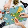 thumbnail image 4 of Cartoon Cutting Board, Sleeping Prince Frog in a Cap Polka Dots Background Animal World Design, Decorative Tempered Glass Cutting and Serving Board, Large Size, Green Blue, by Ambesonne, 4 of 5