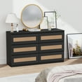 thumbnail image 6 of Rattan Dresser, 47 Inch TV Stand, Slim Chest of Drawers, 6-Drawer Freestanding Storage Cabinet for Small Space, Bedroom, Living Room, 6 of 12