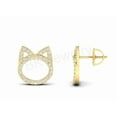 thumbnail image 2 of Cat Stud Earrings for Her White Diamond 14K Rose Gold Plated 925 Sterling Silver Gift For Women, 2 of 4