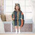 thumbnail image 7 of FORMRS Wearable Blanket Hoodie with Sleeves for Kids Cozy Flannel Sweatshirt, Navy Blue Stripes, 7 of 7